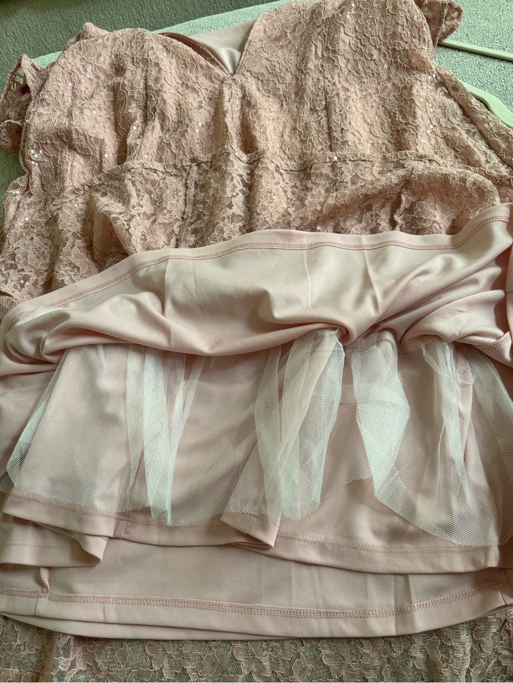 SLNY Dusty Rose Lace and Sequin Midi Dress - Picture 6 of 9